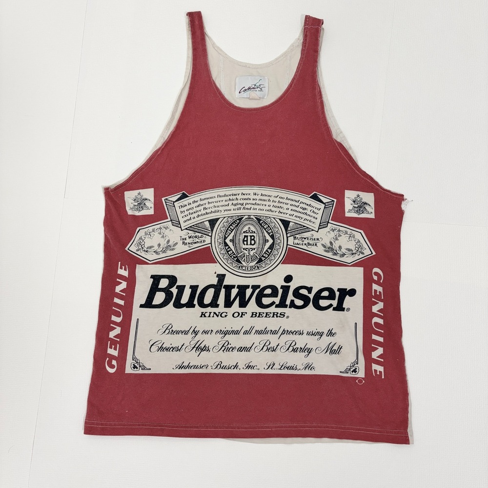 Vintage Calhoun Tank Top Budweiser Graphic Size M Red White
